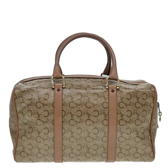 CELINE C Macadam Canvas Hand Bag PVC Leather Beige Auth 90593 - Picture 2 of 16